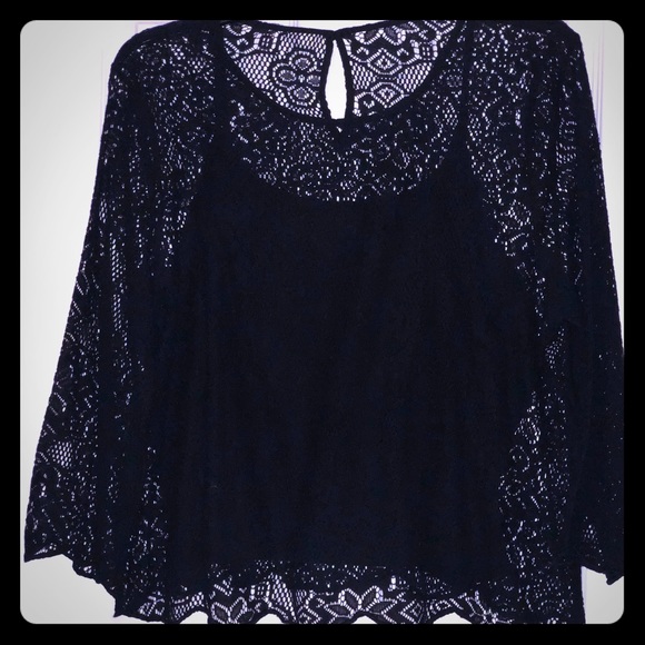G.H. Bass & Co. Tops - Black 2 piece Lace Top with Camisole (XXL)